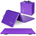 BalanceFrom 6x2 Feet 3-Panel Folding Gymnastics Mat – 2-Inch Thick Pad with Vinyl Surface and Carrying Handles for Tumbling, Yoga, Pilates, Home Workouts, and Martial Arts - color: Purple