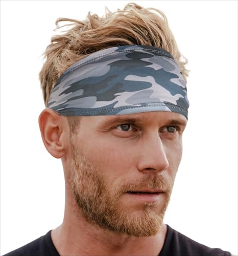 Tough Headwear Mens Headband | Sweat Headbands for Men Women Working Out Running Sports – Athletic Sweat Band Exercise - color: (1 pack) Arctic Camo