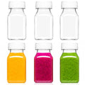 Norcalway 4 Oz Small Plastic Bottles with Black Caps for Liquids - Ginger Shot Lids, Wellness Juice Freezer Safe, Leak Proof, Food Grade 4 Oz 6 Pack, white - size: 4 OZ / 6 PACK