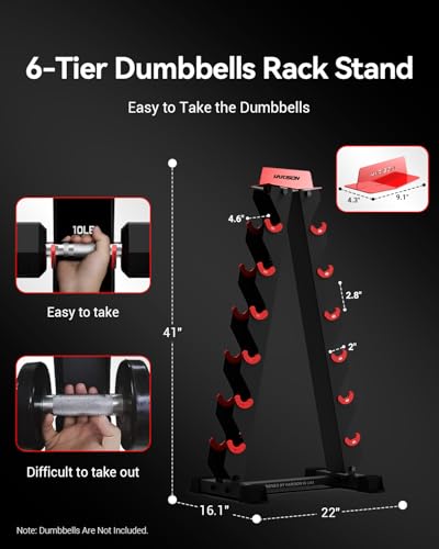 HARISON High-end A-Frame Dumbbell Rack Stand, 6-Tier Weight Rack for Dumbbells Home Gym 480LBS Weight Capacity（without dumbbells)