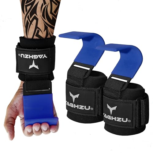 Weight Lifting Hooks, Padded Weight Lifting Straps Wrist Straps for Men and Women, Premium Deadlift Straps for Weightlifting and Powerlifting, Weight Lifting Gloves for Pull Ups - color: Blue