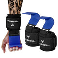 Weight Lifting Hooks, Padded Weight Lifting Straps Wrist Straps for Men and Women, Premium Deadlift Straps for Weightlifting and Powerlifting, Weight Lifting Gloves for Pull Ups - color: Blue