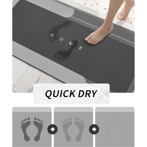 Housego Absorbent Bath Mat, Quick Dry Bath Rug, 16.93x34.65, Dark Gray | Absorbent Bath Mat Magic Rug; Quick Drying Magic Bath Mat Non-Slip Floor Rug Rubber Backed for Bathroom Kitchen Shower Sink - color: Dark Gray, size: 1'5" x 2'11" (Rectangular)
