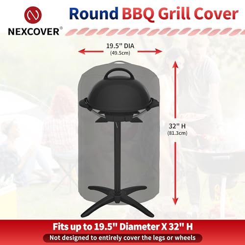 NEXCOVER Round Grill Cover -19.5” Dia for George Foreman Gfo3320 Gfo240 Crills, Dome Smoker Cover, Fade & UV Resistant Barbecue Cover,Waterproof BBQ Grill Cover, Black - size: Round 19.5"Dia