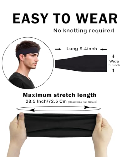 Headbands for Men & Women, Sweat Headband Non-Slip Sweatband Sports Running Cycling Yoga Basketball Workout Football Training - color: Black Pack