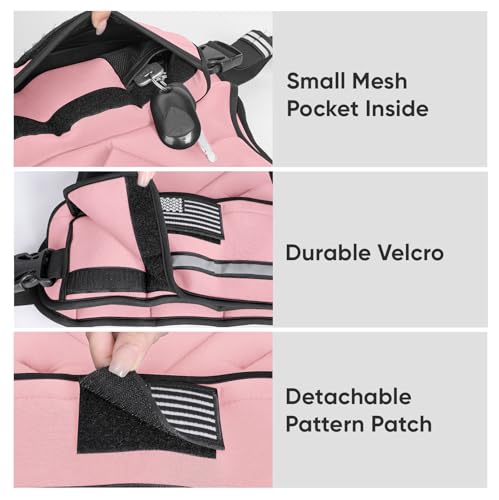 APEXUP Adjustable Weighted Vest, 4-10lb/12-18lb/20-32lb Vest with 6 Ironsand Weights and Large Pocket, Weight Vest for Men Women Strength Training, Running, Walking - color: Pastel Pink, size: 12-18lbs