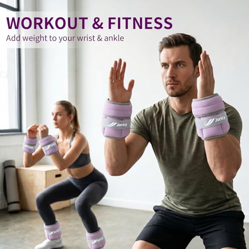 Adjustable Ankle Weights 1-3/4/5/6/8/10/20 LBS Pair with Removable Sandbags for Women & Men - color: light purple, size: 10lbs Pair (5lb Each Weight)