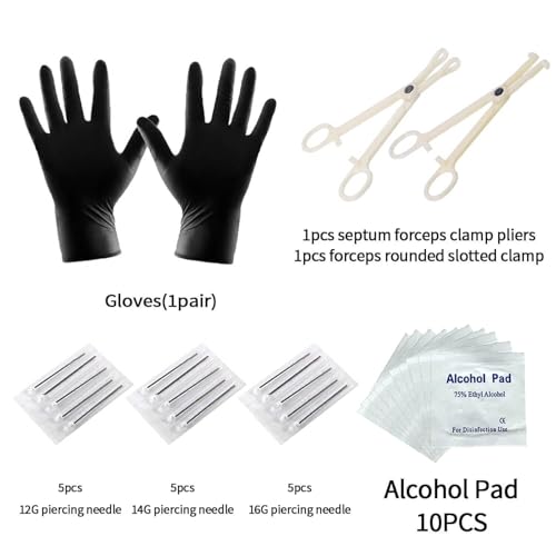 A-minusone 84+98+120PCS Body Septum Piercing Kit 14G 16G Tools for Nose Tongue Lip Ear Eyebrow Belly Button Cartilage Tragus Industrial Barbell Helix Daith Piercing Jewelry Clamps - size: 84 Piece Set