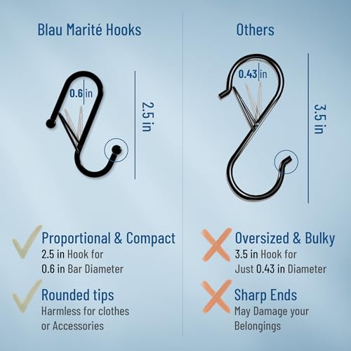 10-Pack Metal S Hooks for Hanging – Heavy-Duty S-Shaped Hooks with Safety Buckle – Fits Bars up to 0.6 in – Anti-Drop Hooks for Kitchen, Pot Racks & Towel Bars – White (Small) - color: White, size: Small - 0.6In Diameter