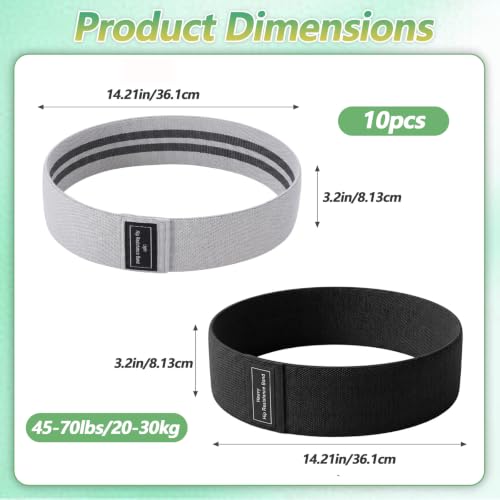 10 Pcs Fabric Resistance Bands for Working Out, Non Slip Fabric Elastic Leg Bands for Exercise, Booty Bands for Women Men, Hip Thigh Glute Bands Set for Squat Stretch Yoga (Black & Light Gray)