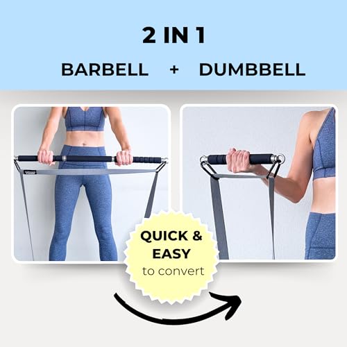 Arena Strength Resistance Body Bar with Band Clips, 1.67 kg | Adjustable Exercise Bar, Converts to Barbell & Dumbbell, Foam Grip, Carry Bag for Home Gym, Pilates & Strength Training