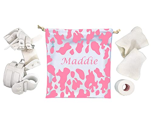 Bitt Sportswear Personalized Gymnastics Grip Bag in Cow Print with Crystals Options (Pink Cow Print) - color: Pink Cow Print