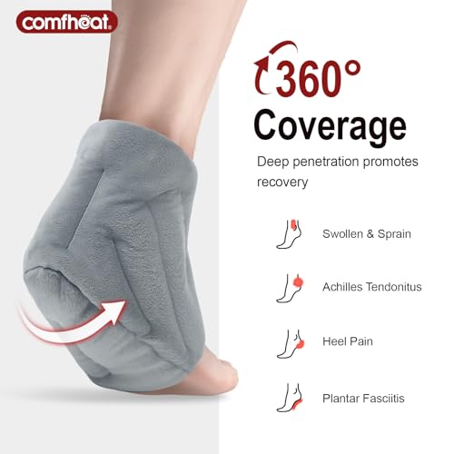 Microwave Ankle Heating Pad for Ankle Pain, Achilles Tendinitis, Heated Ankle Wrap Moist Hot or Cold Compress for Sprained Ankle, Swelling, Foot Heel Pain Relief