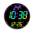 12" Large Digital Wall Mount Clock, Count Down Timer, Alarm, Big LED, 12 RGB Color, Temperature for Living Room Classroom Desk, Xmas, Birthday Gift for Senior Mom Dad (Round) - style: Black shell - Basic