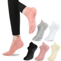 loudashuaiqi Grip Pilates Socks Non Slip Athletic Yoga Socks with Grips for Women Grippy socks for Hospital Workout Barre - style: 1black1grey1pink1beige1white