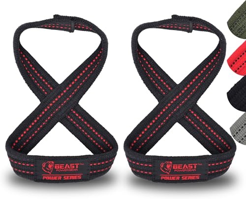 Figure 8 Lifting Strap- Strongman 10-14" Deadlift Straps- True Grip Support & Heavy Duty Wrist Straps for Weightlifting Women Men- Hand Straps for Weight Lifting Figure 8 Straps for Gym Workout - color: Black/Red, size: Small 10" - Less than 7.25" Wrist