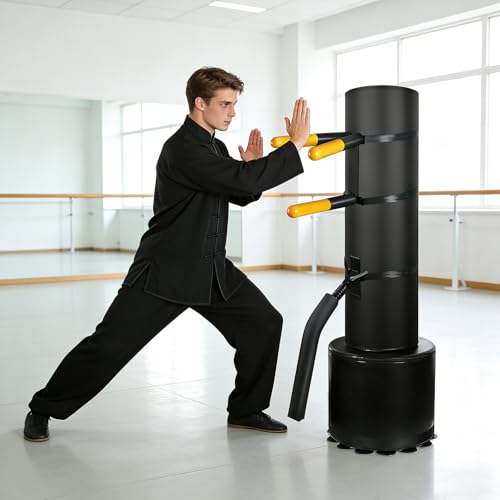 Wing Chun Dummy - Adjustable Wooden Wing Chun Dummy Arms & Leg - Space Saving Mook Jong for Home Gym, Kung Fu, and MMA Training - color: Soft Mount Model (For Punching Bags)