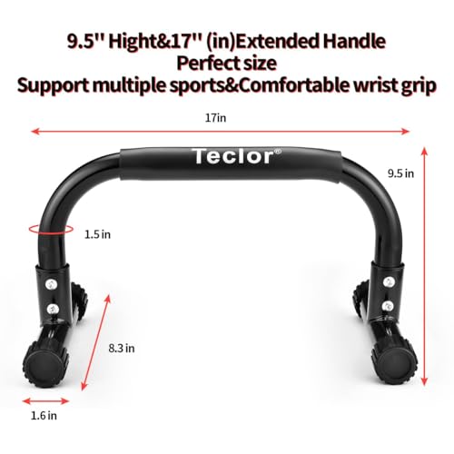 Teclor Push Up Bar, Parallettes Bars For L-sit & Dip, Heavy-Duty No Wobbling Parallel Bars Stand For Handstands, Full Planche, Calisthenics, 9.5in High Workout Stands for Home Fitness Training - color: Black