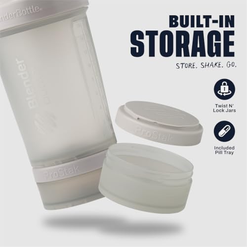 BlenderBottle Shaker Bottle with Pill Organizer and Storage for Protein Powder, Classic V2 ProStak System, 22-Ounce, Smoke Grey - color: Smoke Grey