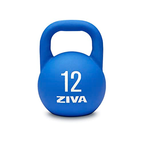 Steel Competition Kettlebells by Steve Cotter - Hard-Wearing Crack-Resistant Powder Surface Coating, 34mm Steel Handle with Non-Slip Super Textured Powder Coating Grip - Avail 6kg - 32kg - color: i) 12kg - Blue