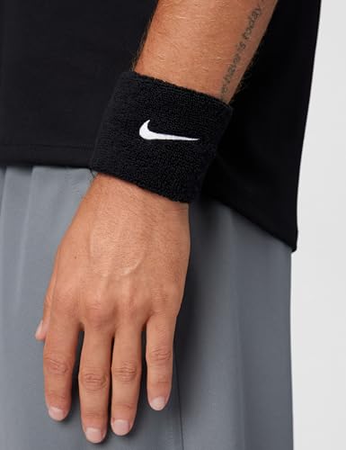 Nike Unisex Adult Swoosh Classic Wristband 2 Pack - color: Black/white
