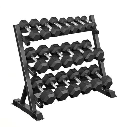 Rubber Hex Dumbbells with Rack 350/450/550 LBS - Free Weights Dumbbell Set Home Gym Equipment Exercise & Fitness Dumbbells for Strength Training - style: 350LB