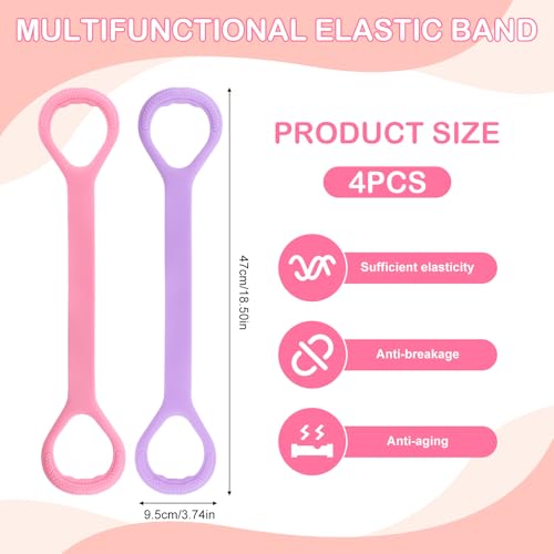 Figure 8 Resistance Band 4 Pack for Arms Back Shoulder Workout | Progressive Figure 8 Resistance System For Arms Back Shoulders, 4 Levels Easy To Strong, Non Slip Handles, TPE Latex Free