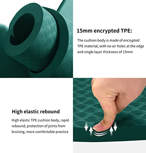 nuveti Large Exercise Mat - 15mm/20mm/30mm Thick Yoga Mat | Workout Mat for Fitness, Yoga, Pilates, Stretching & Floor Exercises for Women & Men with Free Carrying Bag - color: Green, size: 183X80X15MM