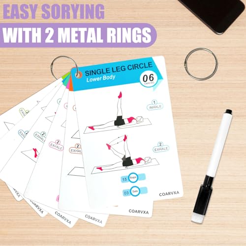 Pilates Workouts for Women-58 Exercise Cards with Pilates Mat Workout Postures，ncludes 4-Week Challenge,2 Rings& Dry-Erase for Easy Organization-Home, Gym or Studio - color: Pilates Mat