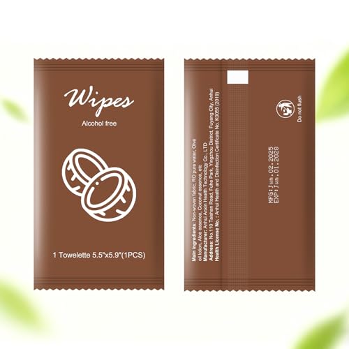 Individual Hand Wipes Wet Wipes Travel Size,Wet Wipes Individually Wrapped | 50PCS Bulk Cleansing Travel Size Wipes for Wedding Travel Restaurant Barbecue(Coconut) - size: 1 Count (Pack of 50)