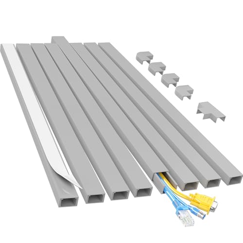 Yecaye Cord Hider, 113in Medium Cord Covers for Wires on Wall, Cord Organizer for 2-3 Wires, Easy Install Cable Management Kit, TV Cable Hider for Home Office, W0.95in H0.55in, Grey - color: Grey, size: 113in L x 0.95in W x 0.55in H