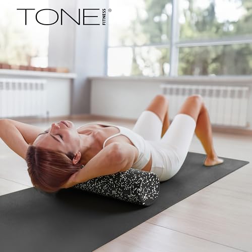 Tone Fitness High Density EPP Foam Exercise Foam Roller for Yoga, Pilates, Stretching, Massage, and Recovery | Multiple Sizes and Colors - color: Black/White Speckled, size: 36 Inch