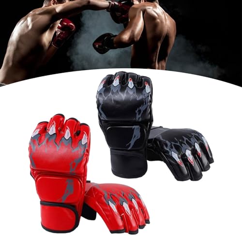 Generic 2 Pairs MMA Gloves Martial Arts Bag Gloves Boxing Fight Gloves Kickboxing Gloves for Sparring - color: Red and Black