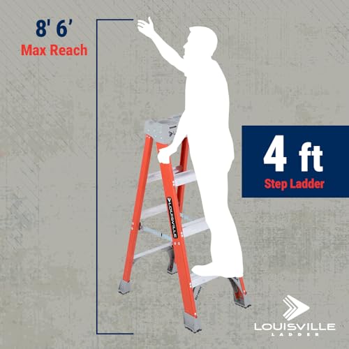 Louisville Ladder 4-Foot Fiberglass Step Ladder, 300-Pound Load Capacity, Type IA, FS1504 - size: 4 feet