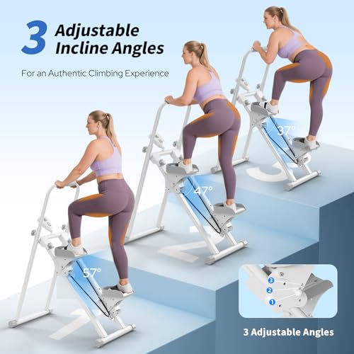 ZCMHAXJ Foldable Stair Stepper for Home, Adjustable Stair Climber with 4 Heights & 3 Angles, Compact Folding Vertical Stair Master for Exercise at Home for Full-Body Workout - color: White