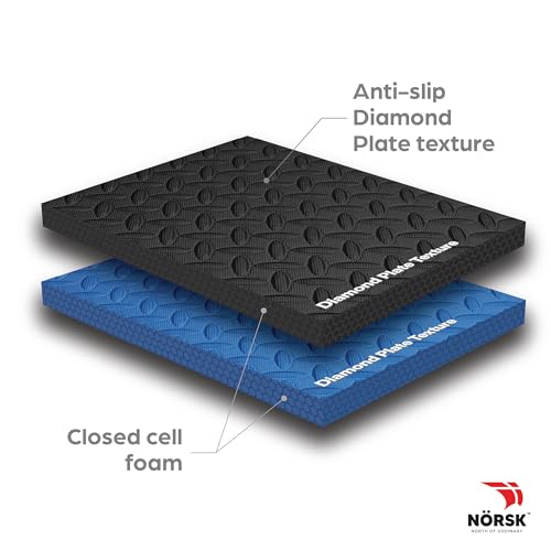 NÖRSK Duräflex Medium-Duty Reversible Interlocking Foam Floor Tiles, Diamond Plate Texture, Black/Blue, 24 X 24 X .47 in., 6-Pack (24 sq. ft.) (Black/Blue, 1.0" Thick) - color: Black/Blue, size: 1.0" Thick