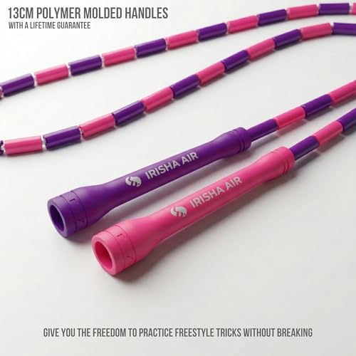Pro-Grade Beaded Jump Rope for Beginners - color: Purple/Rose Pink