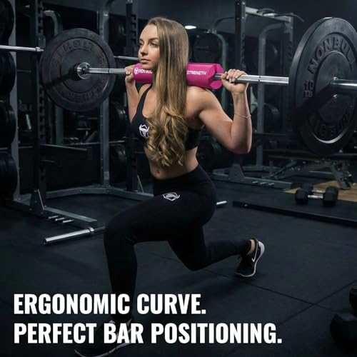 Advanced Squat Pad - Barbell Pad for Hip Thrusts, Squats & Lunges - Neck & Shoulder Squat Bar Pad Cushion Support Foam for Extra Comfort - color: Pink