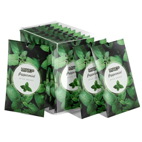 MYARO 12 Pack Peppermint Scented Sachets for Drawer, Closet Odor Eliminator Air Freshener Bags, Cool Mint Fragrance for Car & Home Aroma - color: Mint