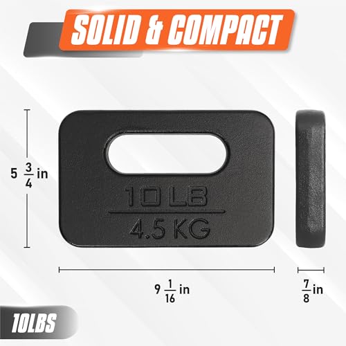 Yes4All Cast Iron Rucking Weight for Backpack, Training Weight Plate with Ergonomic Rounded Handle, Protective Glossy Finish for Weighted Walking, Hiking, Rucking, Resistance Workout - style: H. 2x10LB