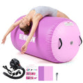 Inflatable Gymnastics Air Barrel Roller with Electric Pump, Heavy Duty PVC Tumbling Barrel Back Handspring Trainer, Air Tumble Track Mat for Home Gym, Cheerleading, Yoga Practice - color: Lavender & Pastel Pink, size: 3.3'L x 2'D