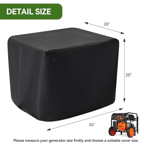 Waterproof Generator Covers for Outside, Heavy Duty Thicken 900D Polyester Fabric Portable Generator Covers Universal Fits for Most Generators 3000-5000 Watt, Black (26"L x 20"W x 20"H) - size: 26"L x 20"W x 20"H