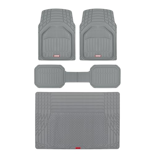 Motor Trend FlexTough Defender Floor Mats for Cars & TrunkShield Trunk Mat Set, Next-Gen Deep Dish Heavy Duty All Weather, Rubber Car Floor Mat Set for Auto Truck Van SUV - color: Gray, style: Cargo Combo