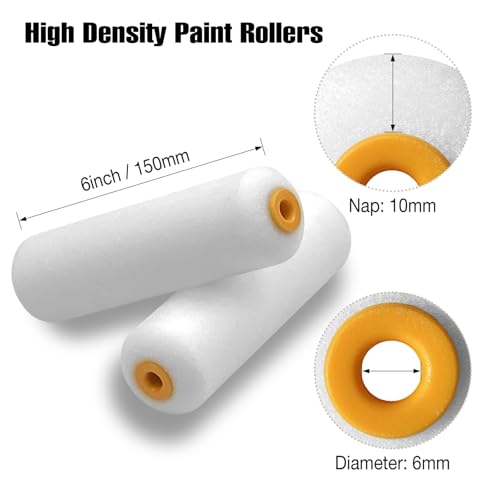 King Origin Foam Paint Roller, 10 Pack, 6 Inch High Density Roller | Foam Paint Roller Covers for Smooth Paint Application, No Lint Shedding on Walls, House - size: 6", 10 PCS, Foam