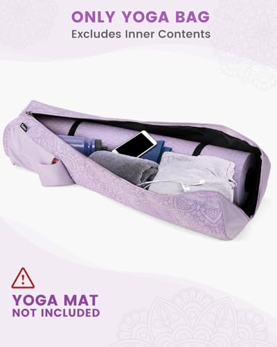 Gonex Yoga Mat Bag with Full-Zip Design, Fits Most Mats | 600D Oxford Fabric, Wet Pocket, Front Zip Pocket, Adjustable Strap, Fits Mats up to 26" - color: Soft Lavender