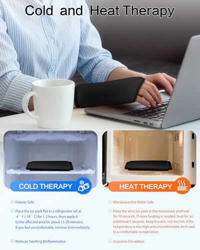 Wrist Ice Pack Wrap for Hot & Cold Therapy - Refreezable Gel Compression Brace, Ergonomic Fit, for Carpal Tunnel Relief, Comfort Arthritis, Injuries, Carpal Tunnel, Arthritis, Swelling, Tendonitis - color: Dark Black, size: One Size-Standard