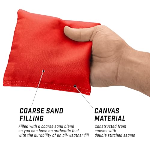 GoSports Classic Cornhole Bean Bags Set of 4-16 Colors Available - Regulation All Weather, Mix and Match - color: Red