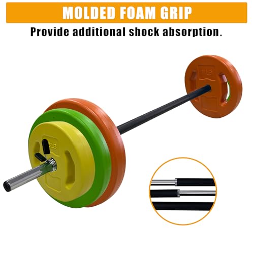 40 LBS Adjustable Barbell for Lifting, Barbell Weight Set with Round PU Coated Plates & 51 Inch Bar, Cardio Pump Set, Adjustable Free Weights for Home Gym Strength Training - color: Multi-color-Round-40LB