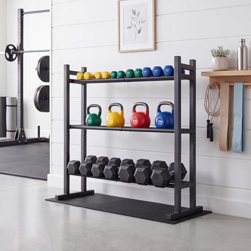 Goplus 3-Tier Dumbbell Rack, 529LB Capacity Heavy-Duty Adjustable Weight Rack Stand for Home Gym, Space-Saving Metal Dumbbell Storage Organizer for Kettlebells, Weight Plates