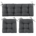 Wicker Chair Cushions of 3 Pieces, Waterproof Cushions for Patio Furniture, Tufted Wicker Outdoor Furniture Cushions, 1 Patio Loveseat Cushion and 2 U-Shaped Cushions, 44"x19"x5", Dark Grey - color: Dark Grey